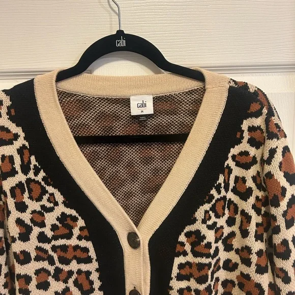 CAbi Leopard Print Cardigan - Tan, Black, and Brown - Picture 5 of 8